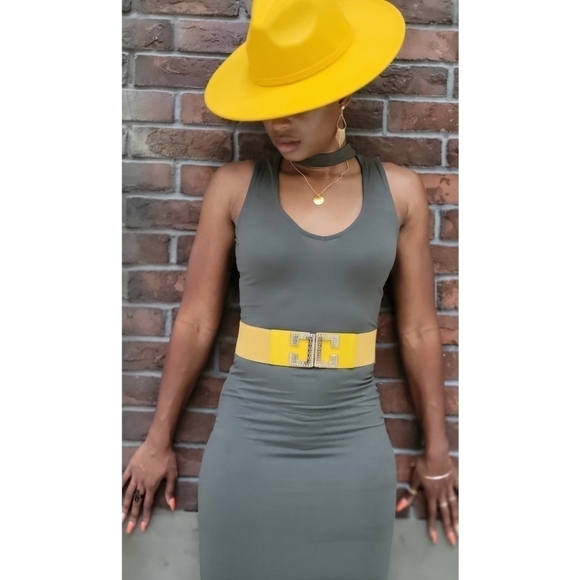 capella Dresses & Skirts - Capella | Bodycon Jersey Knit Midi Dress | Sleeveless Choker | Olive Green
